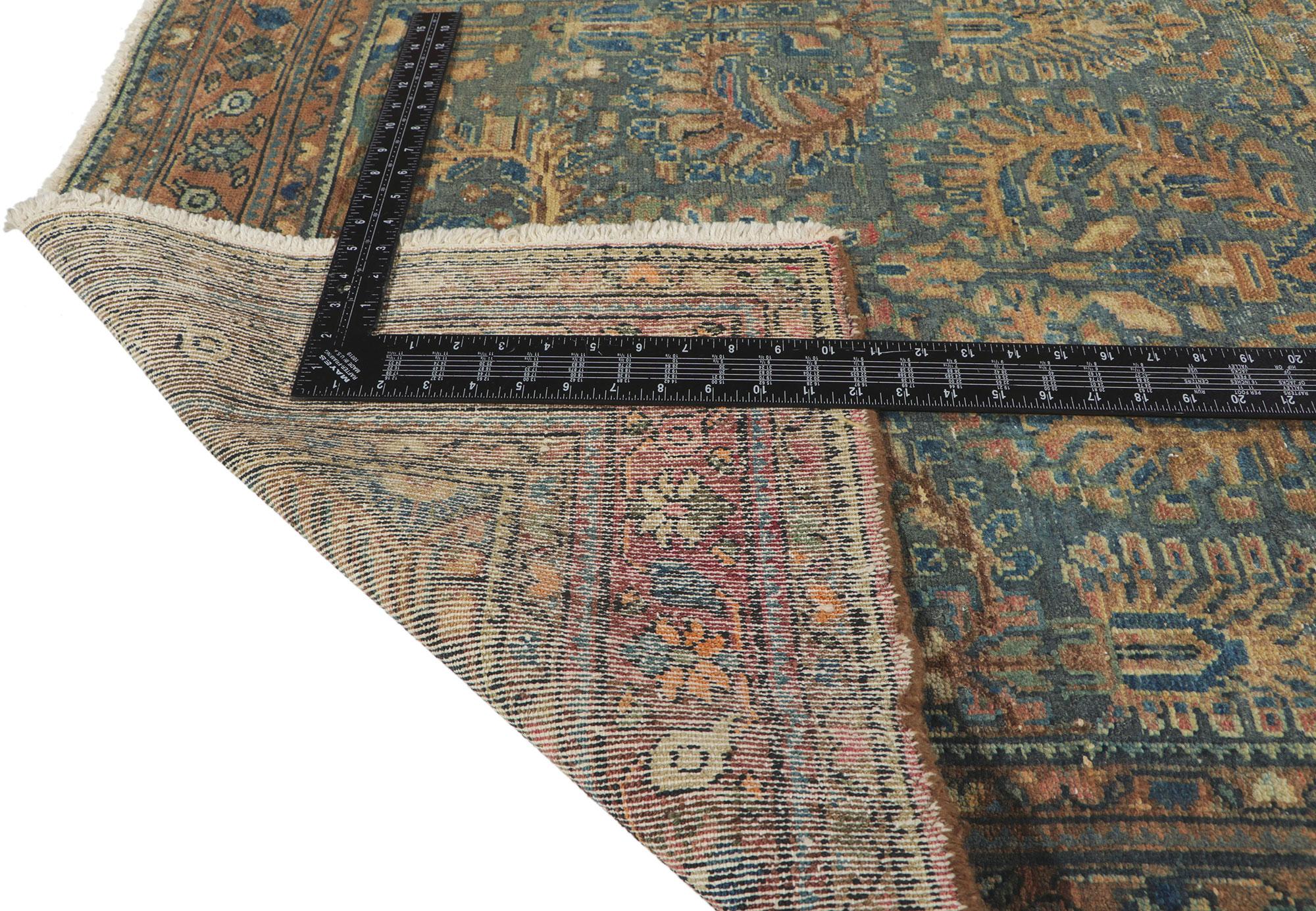 Antique Persian Malayer Runner In Distressed Condition For Sale In Dallas, TX