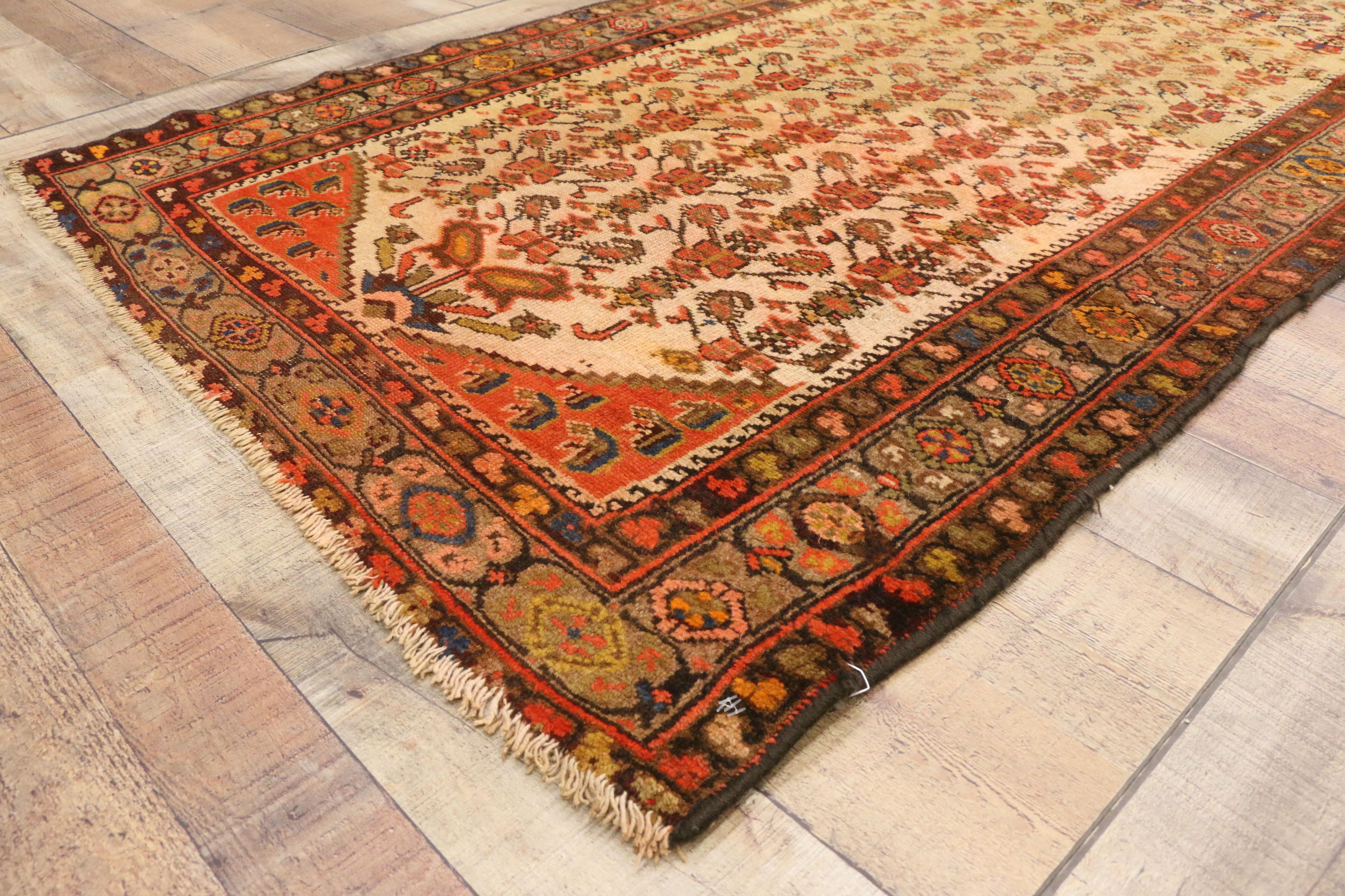 Wool Antique Persian Malayer Runner, Hallway Runner For Sale