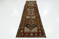 Antique Persian Malayer Runner – Hand-Knotted Wool Rug with Geometric Medallions