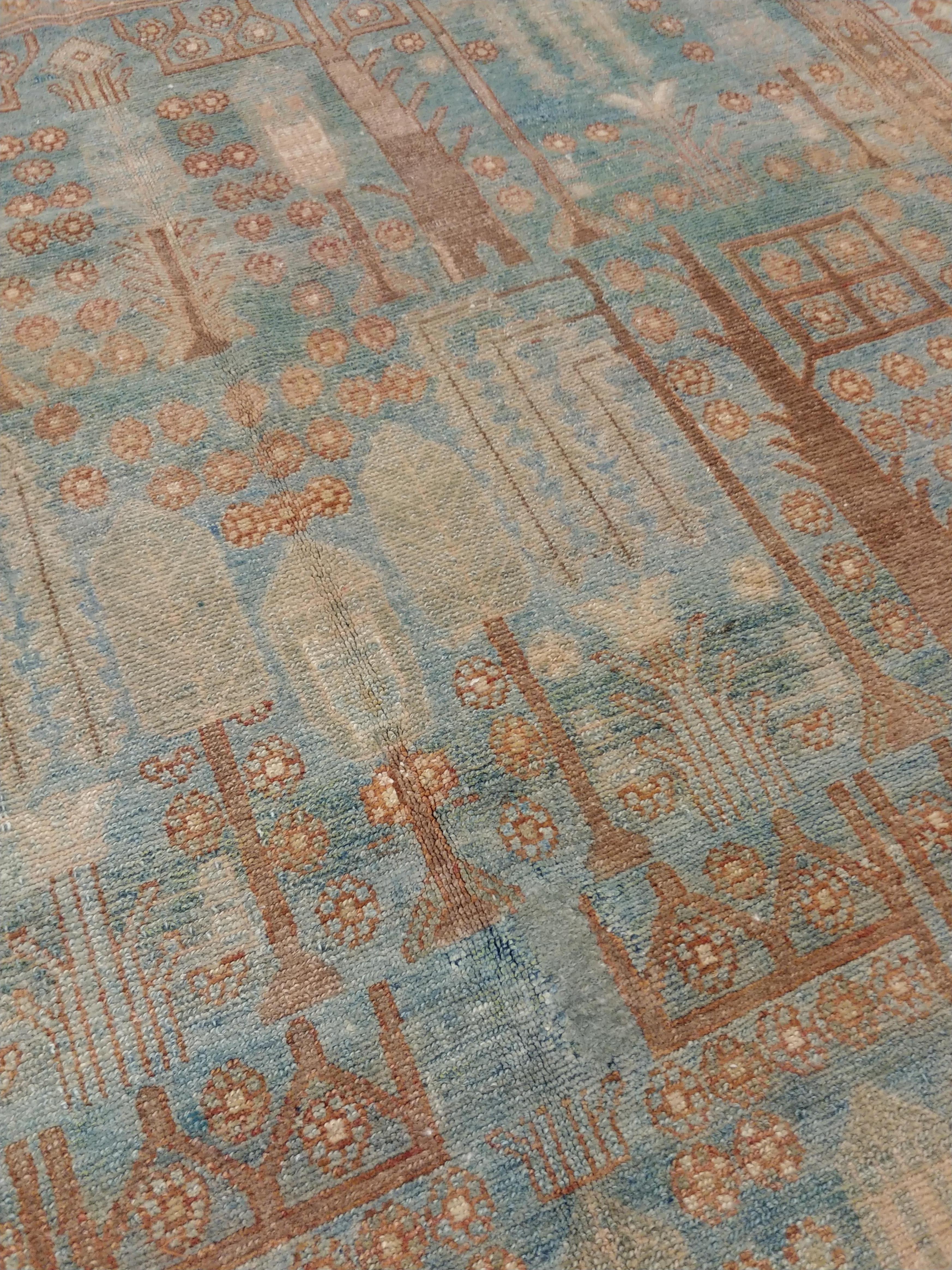Antique Persian Malayer Rug, Handmade Oriental Rugs Caramel Light Blue, Cream In Excellent Condition For Sale In Port Washington, NY