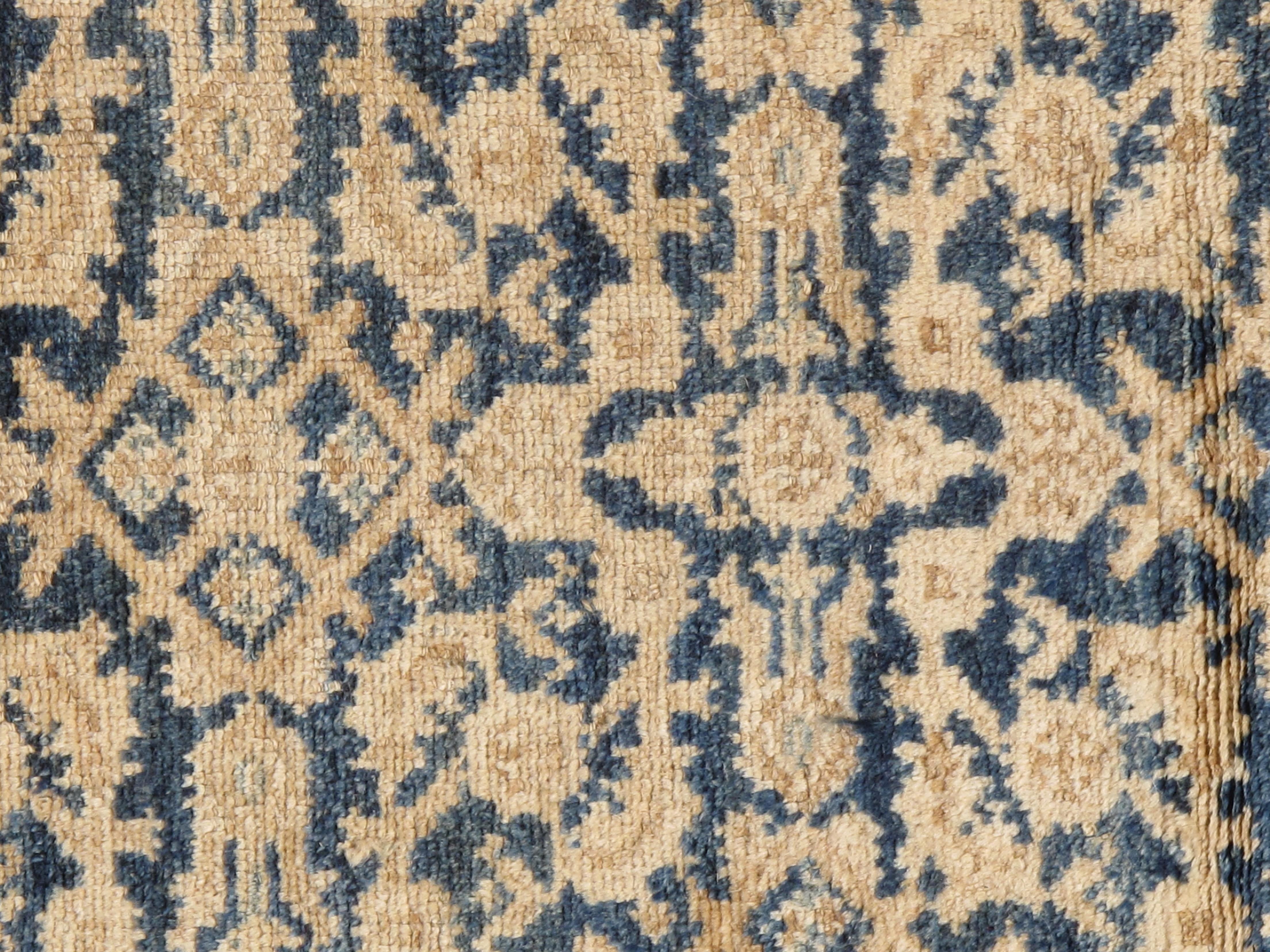 Tapis de couloir persan Malayer ancien, tapis orientaux faits à la main, bleu marine, bleu clair, crème en vente 3
