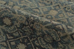 Antique Persian Malayer Runner in Blue and Beige Floral Pattern - Rug & Kilim