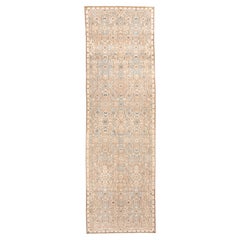 Antique Persian Malayer Runner in Soft Neutrals and Sky Blue