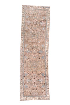 Antique Persian Malayer Runner in Soft Rose & Sky Blue