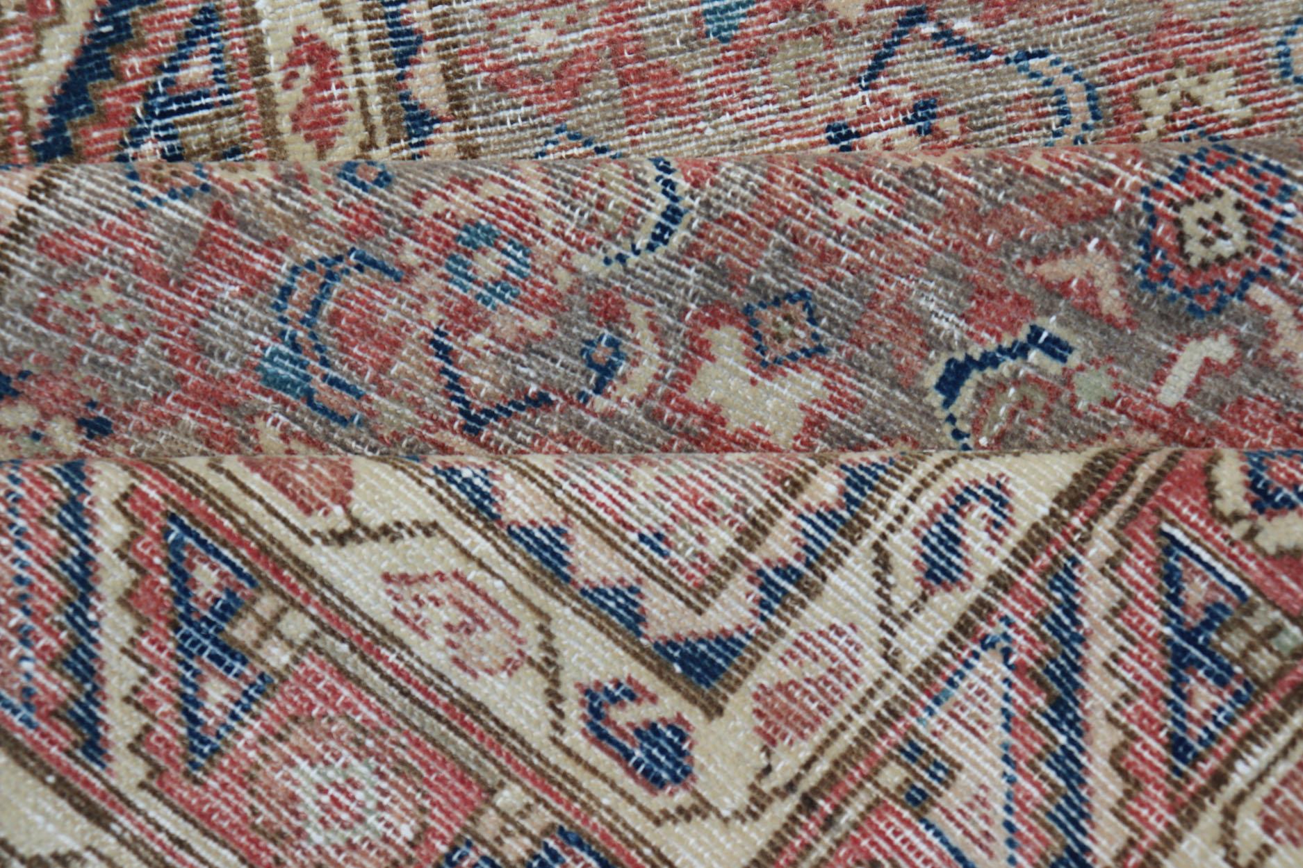Antique Persian Malayer Runner in Tones of Blue, Salmon, Cream, and Tans For Sale 5