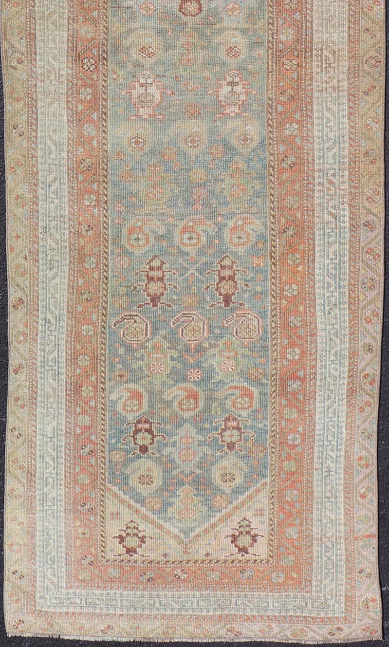 Antique Persian Malayer Runner in Wool with Sub-Geometric Design In Good Condition For Sale In Atlanta, GA
