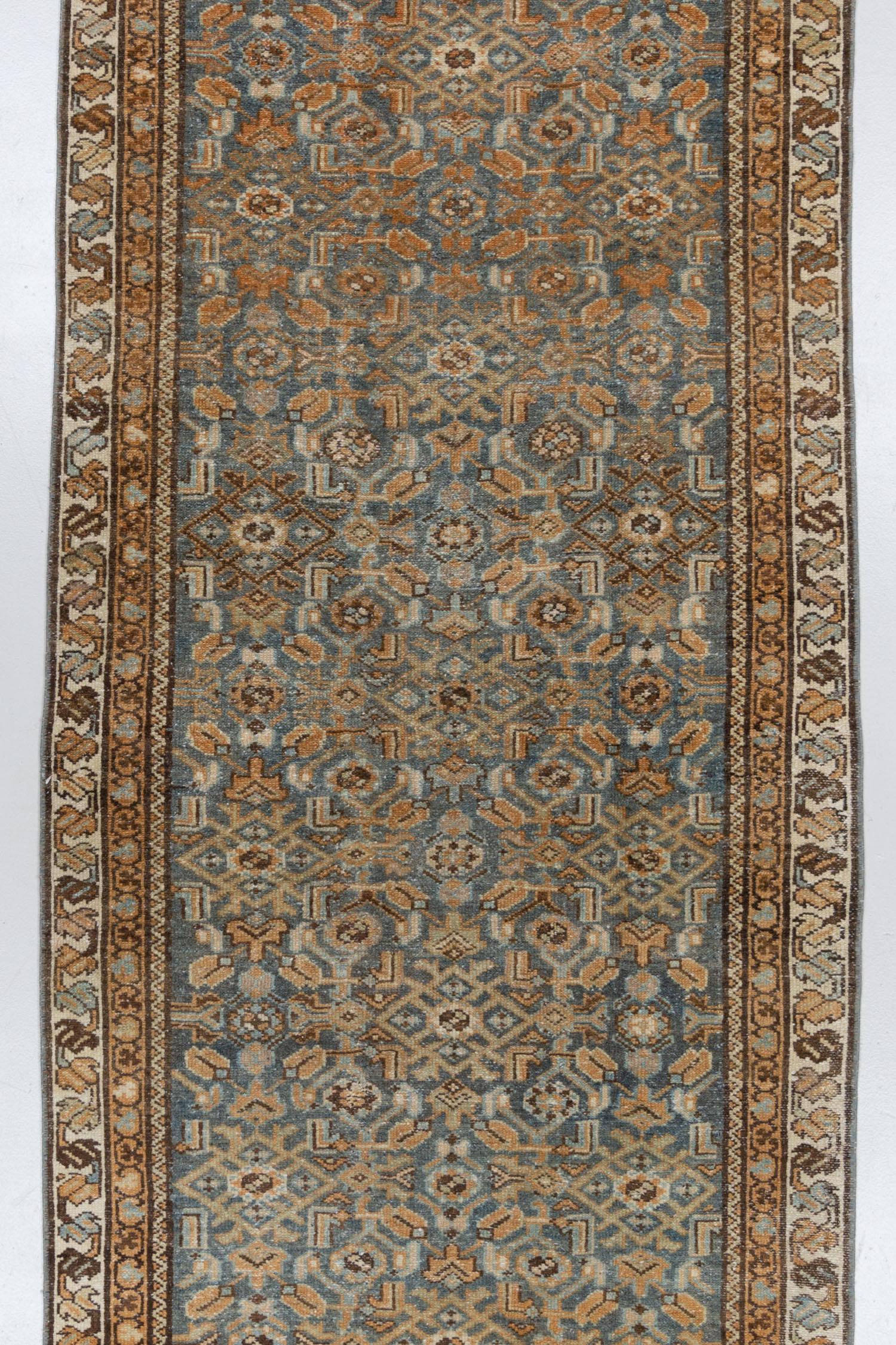 Hand-Knotted Antique Persian Malayer Runner Rug For Sale