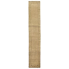 Antique Persian Malayer Runner Rug with Black Geometric Details