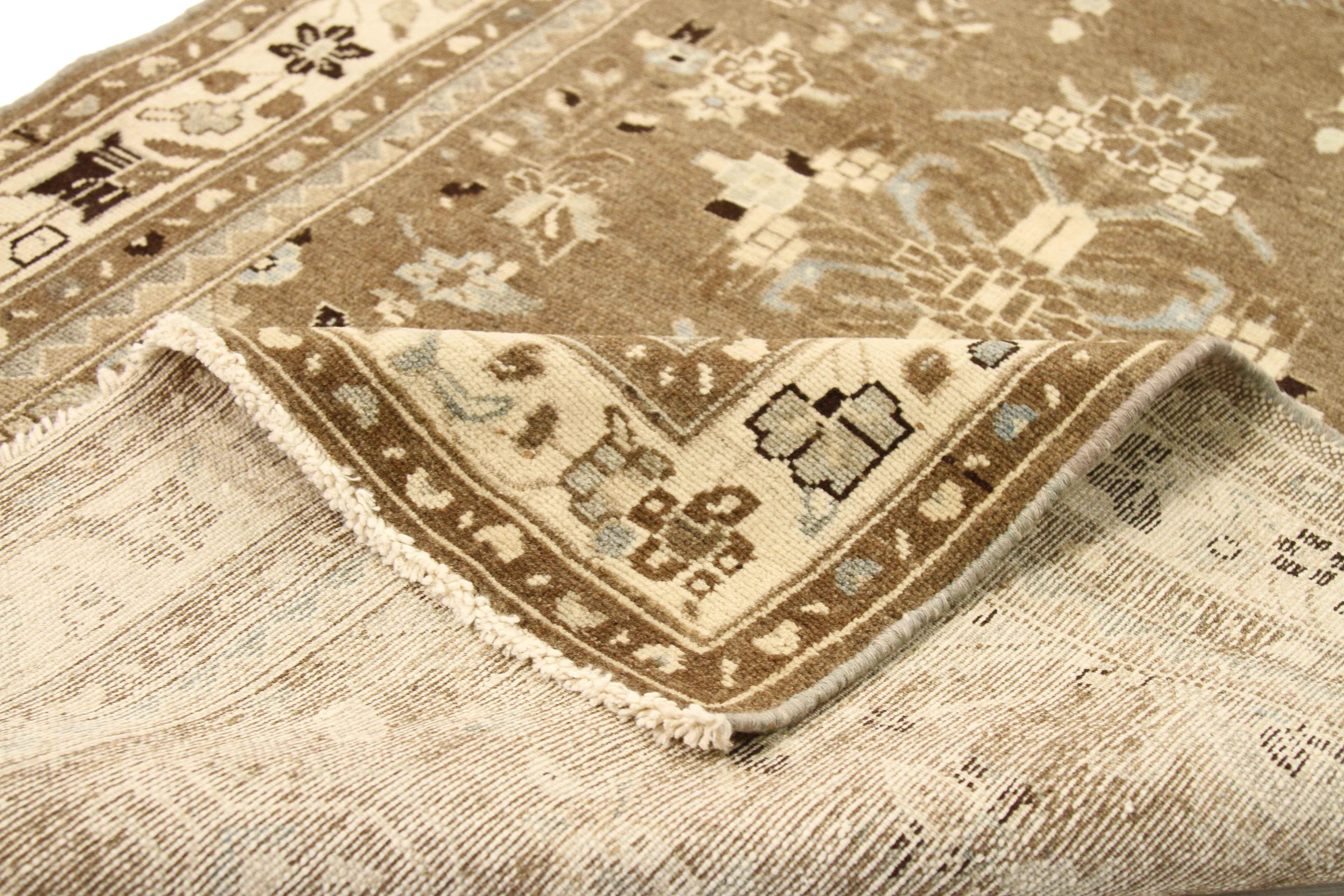 Hand-Woven Antique Persian Malayer Runner Rug with Black and Ivory Floral Patterns For Sale