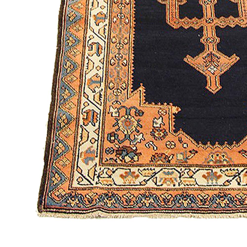 Antique Persian Malayer Runner Rug with Blue and Beige Floral Details In Excellent Condition For Sale In Dallas, TX