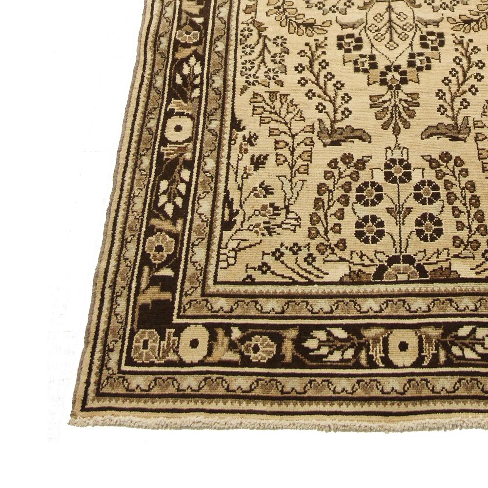 Antique Persian Malayer Runner Rug with Botanical Details in Brown In Excellent Condition For Sale In Dallas, TX