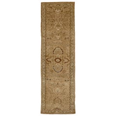 Used Persian Malayer Runner Rug with Brown and Ivory Floral Details