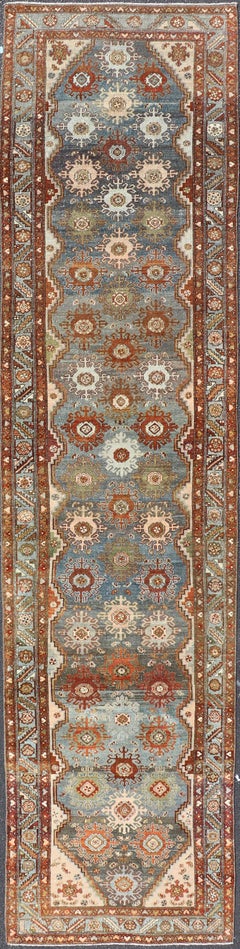 Antique Persian Malayer Runner Rug with Floral and Geometric Motifs 3'10 x 16'7