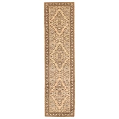 Antique Persian Malayer Runner Rug with Floral Details in Ivory Field