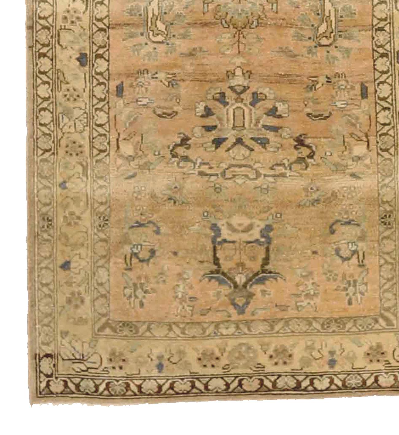 Hand-Woven Antique Persian Malayer Runner Rug with Floral Details on Ivory Field For Sale