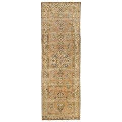 Vintage Persian Malayer Runner Rug with Floral Details on Ivory Field