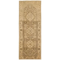 Antique Persian Malayer Area Rug with Geometric Patterns on Ivory Field