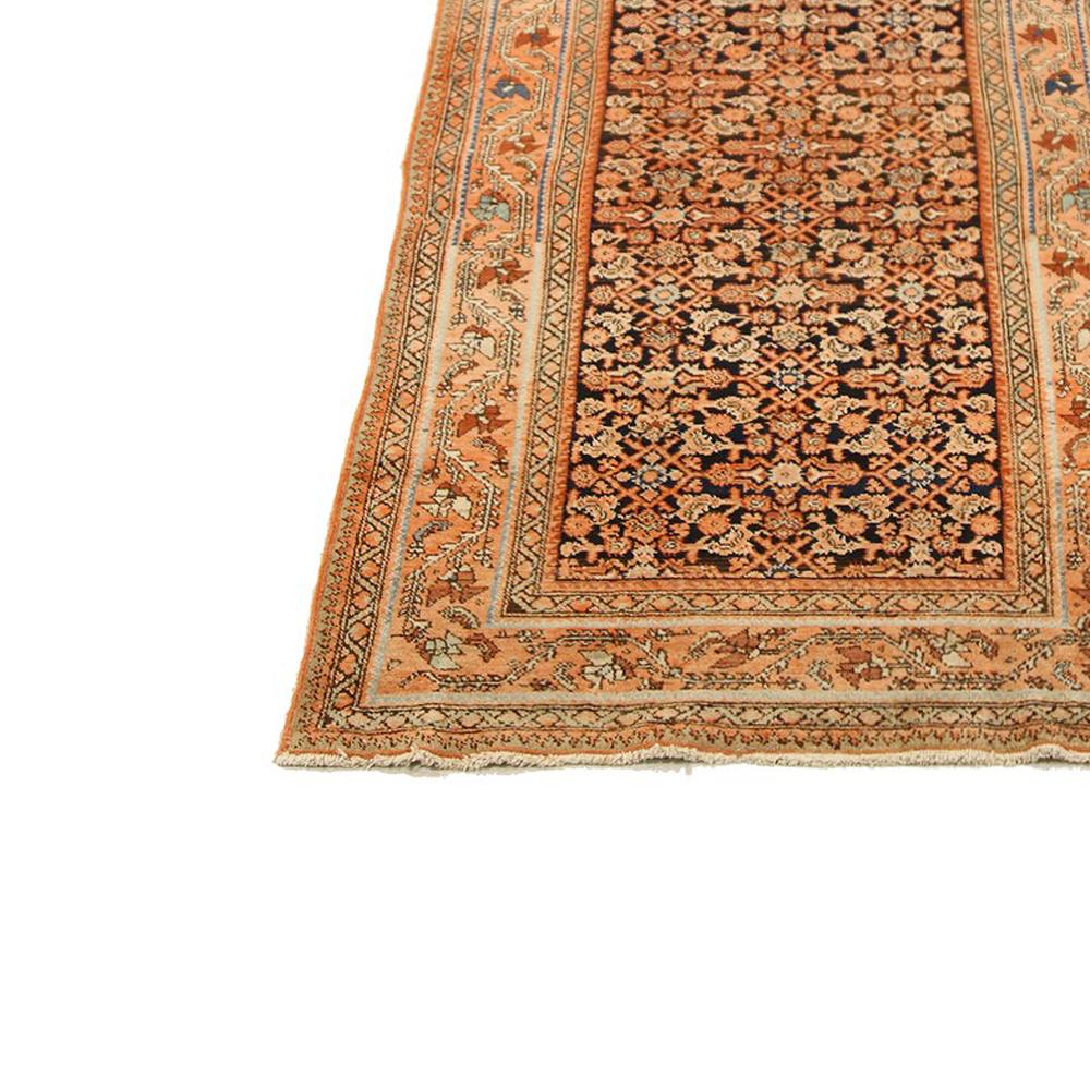 Antique Persian Malayer Runner Rug with Ivory and Brown Flower Details In Excellent Condition For Sale In Dallas, TX