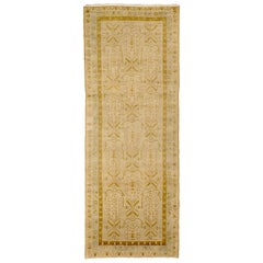 Antique Persian Malayer Runner Rug with Tribal Design in Beige Field