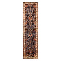 Vintage Persian Malayer Runner Rug with Tribal Details in Red, Blue and Ivory