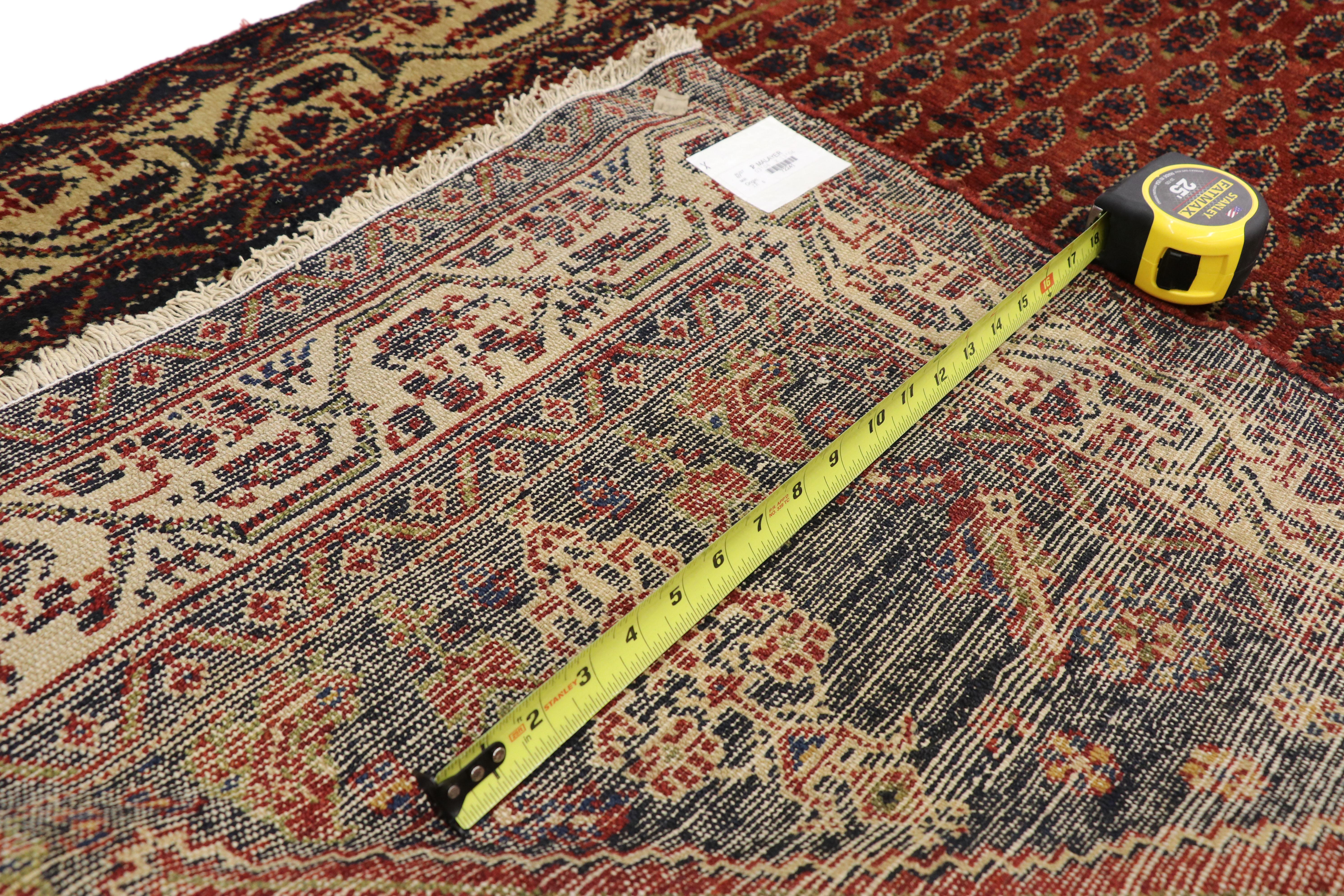 Noué à la main Tapis de couloir persan ancien Malayer de style maison de manoir victorien en vente