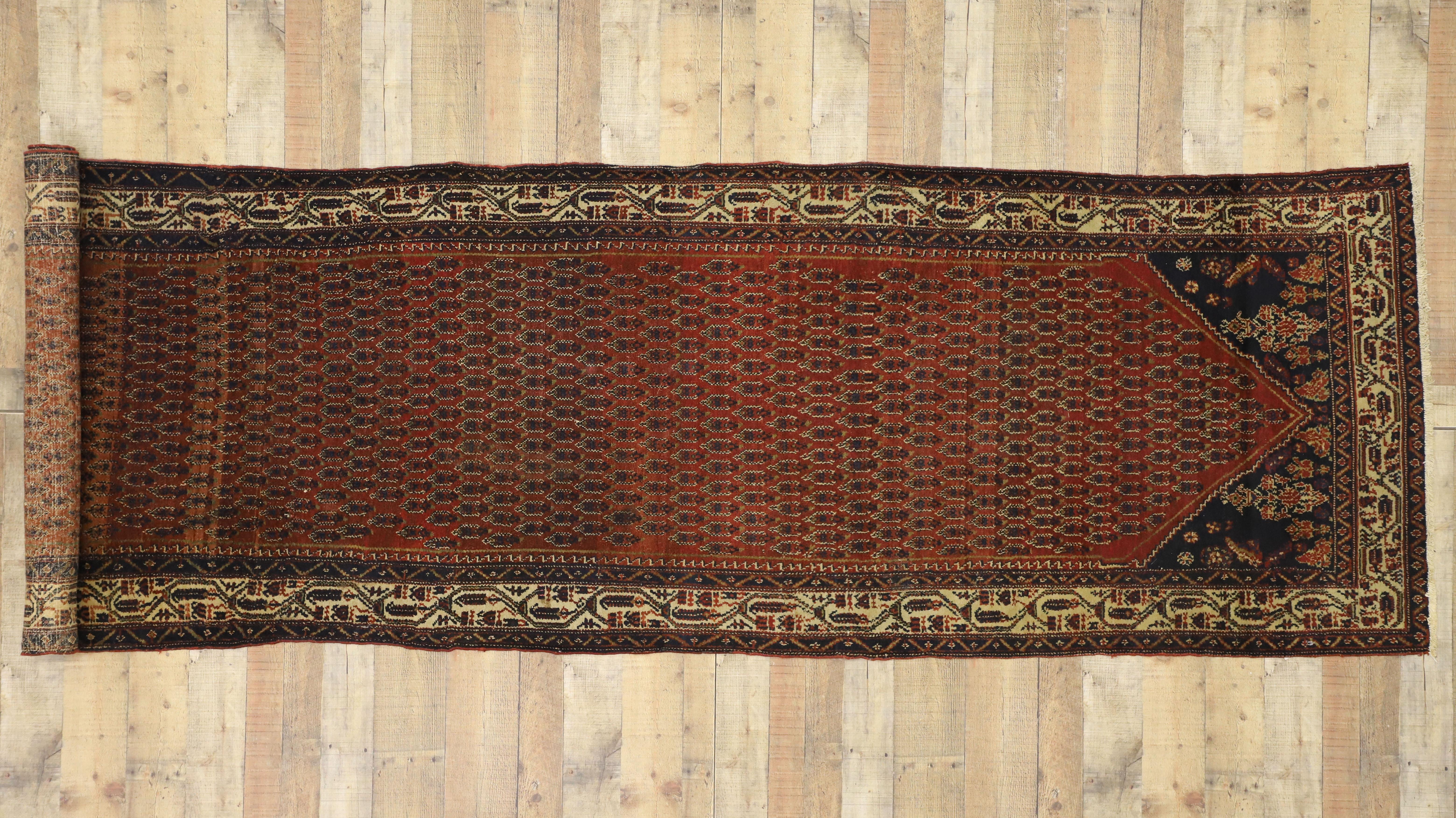 Laine Tapis de couloir persan ancien Malayer de style maison de manoir victorien en vente