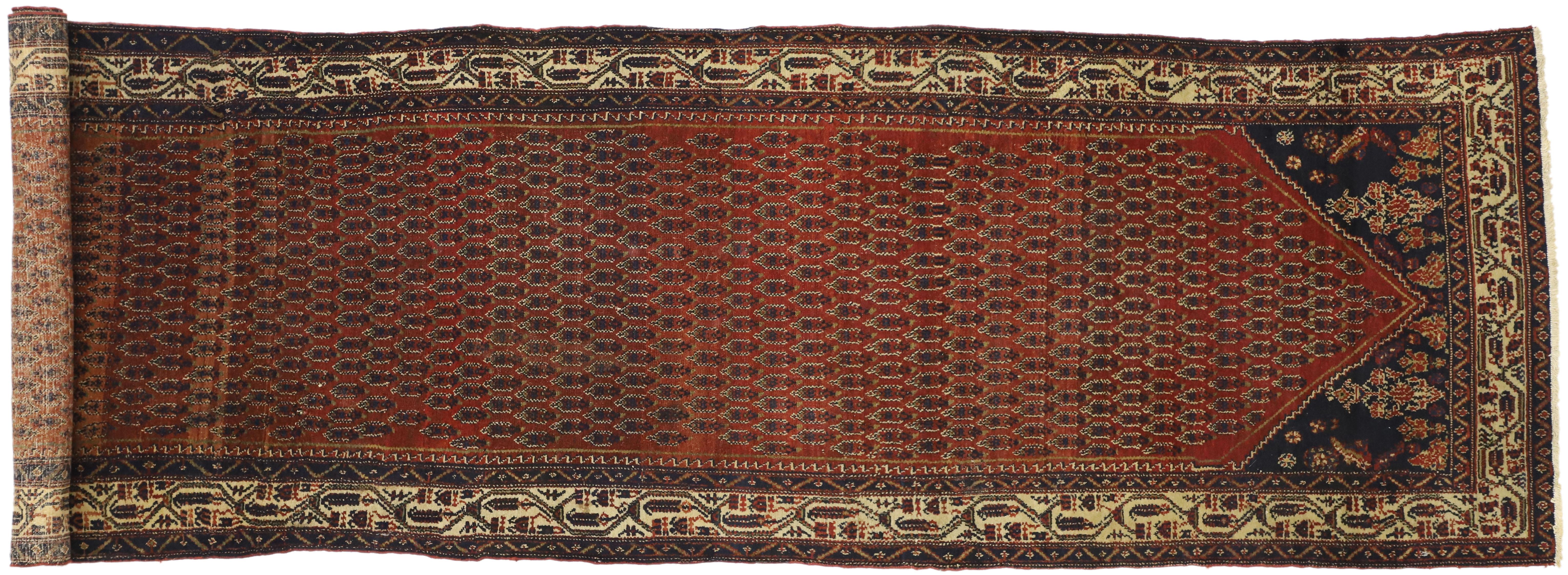 Tapis de couloir persan ancien Malayer de style maison de manoir victorien en vente 1