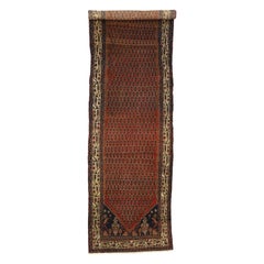 Tapis de couloir persan ancien Malayer de style maison de manoir victorien