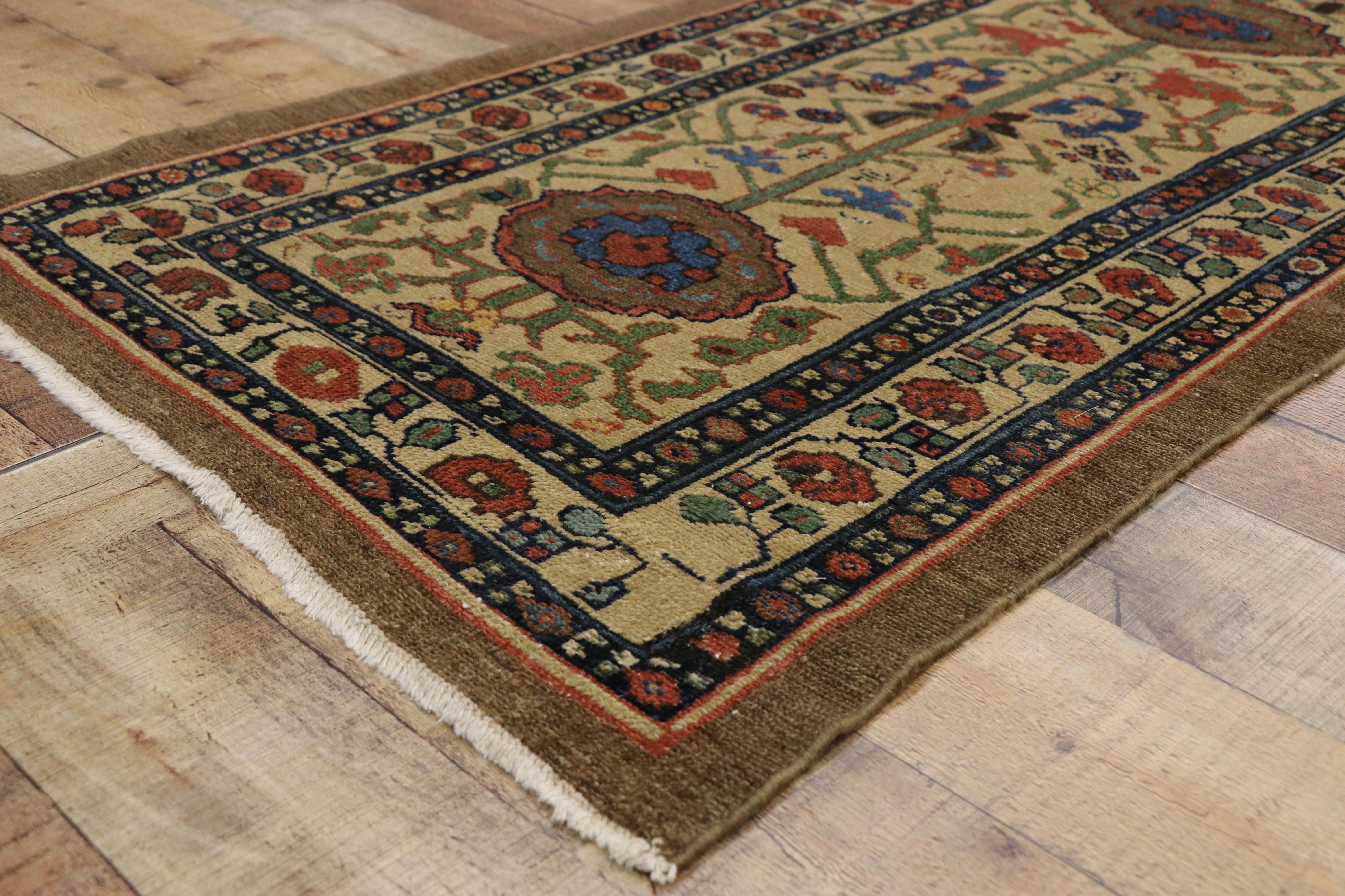 19th Century Antique Persian Malayer Extra-Long Hallway Runner with Arts & Crafts Style  For Sale