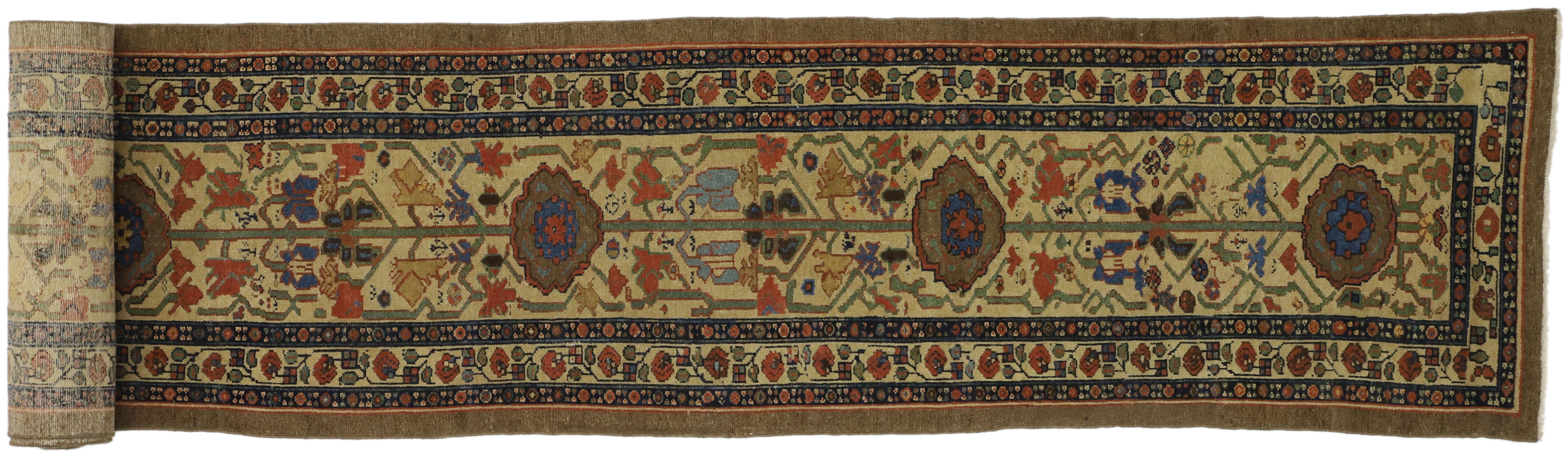 Antique Persian Malayer Extra-Long Hallway Runner with Arts & Crafts Style  For Sale 2