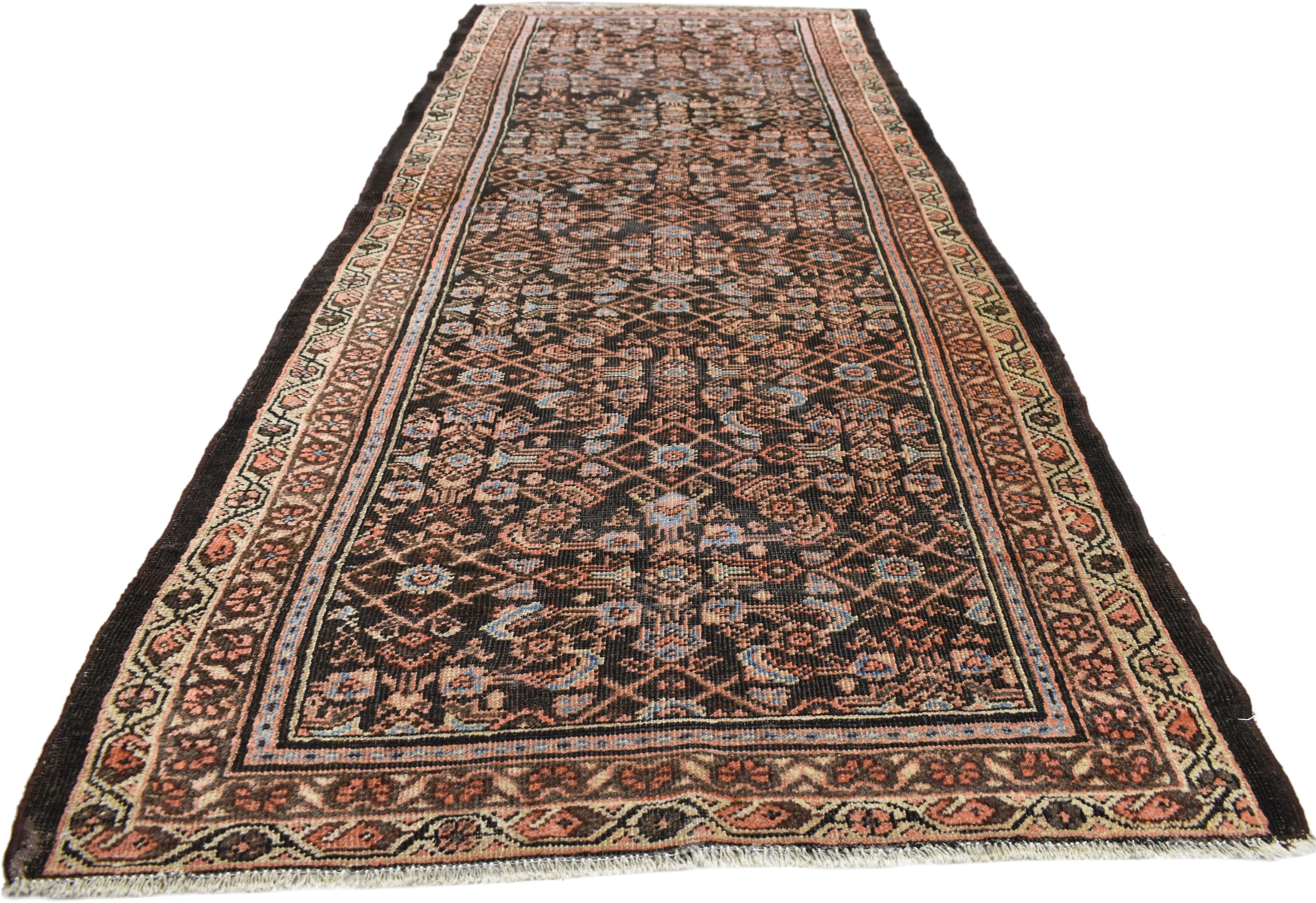 Hand-Knotted Antique Persian Malayer Runner, Wide Hallway Carpet Runner For Sale