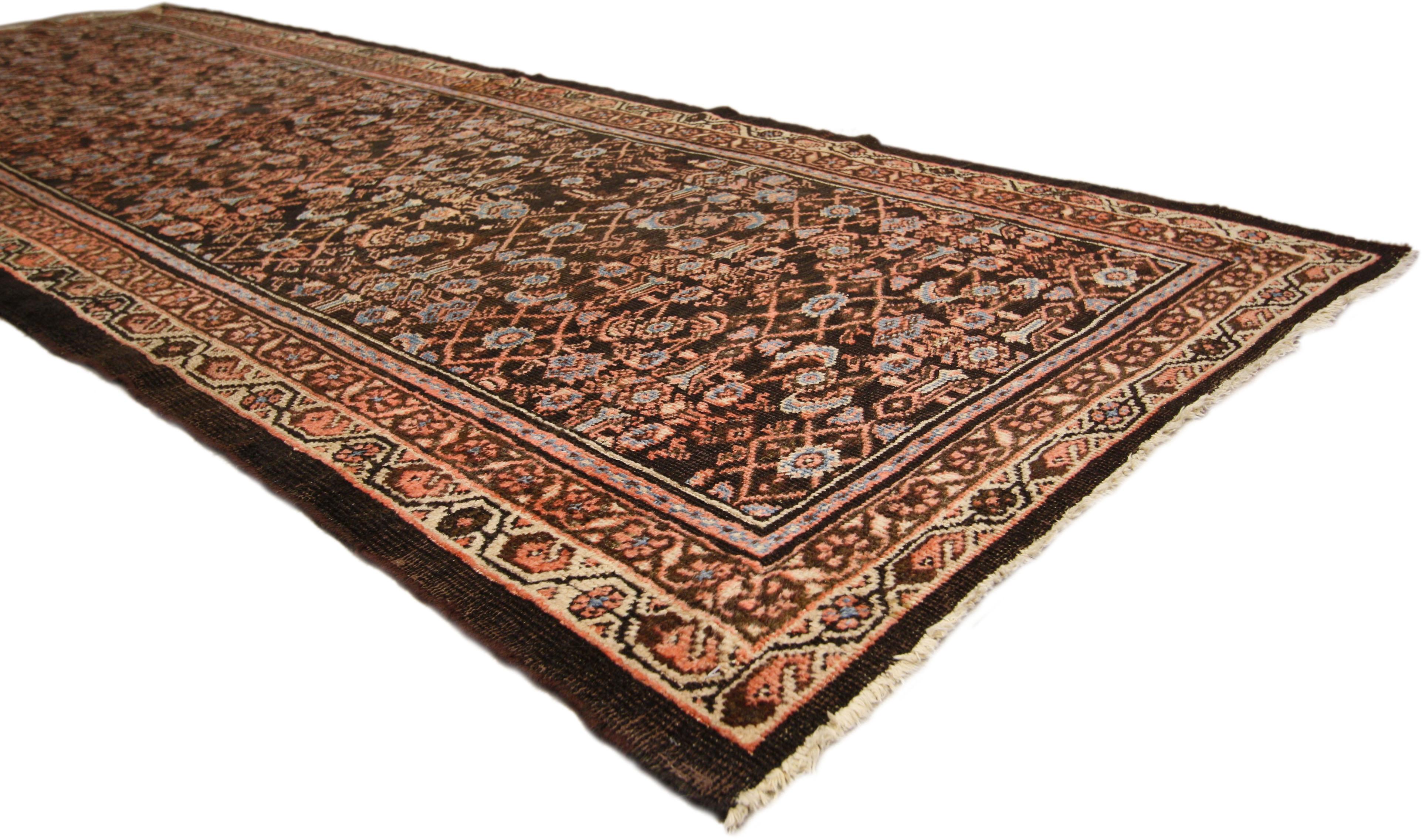 Antique Persian Malayer Runner, Wide Hallway Carpet Runner In Good Condition For Sale In Dallas, TX