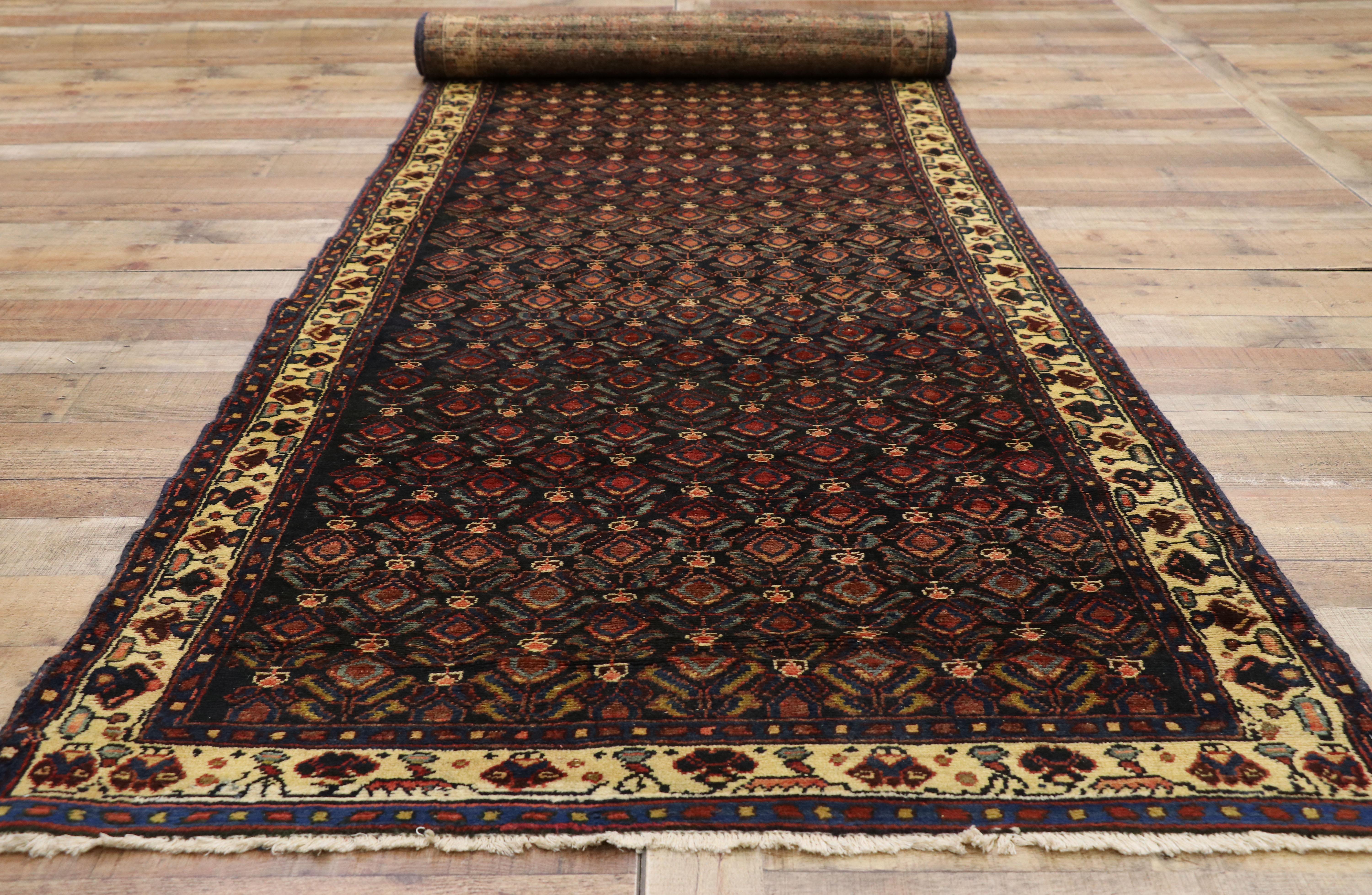 Hand-Knotted Antique Persian Malayer Runner with Aesthetic Movement and Craftsman Style