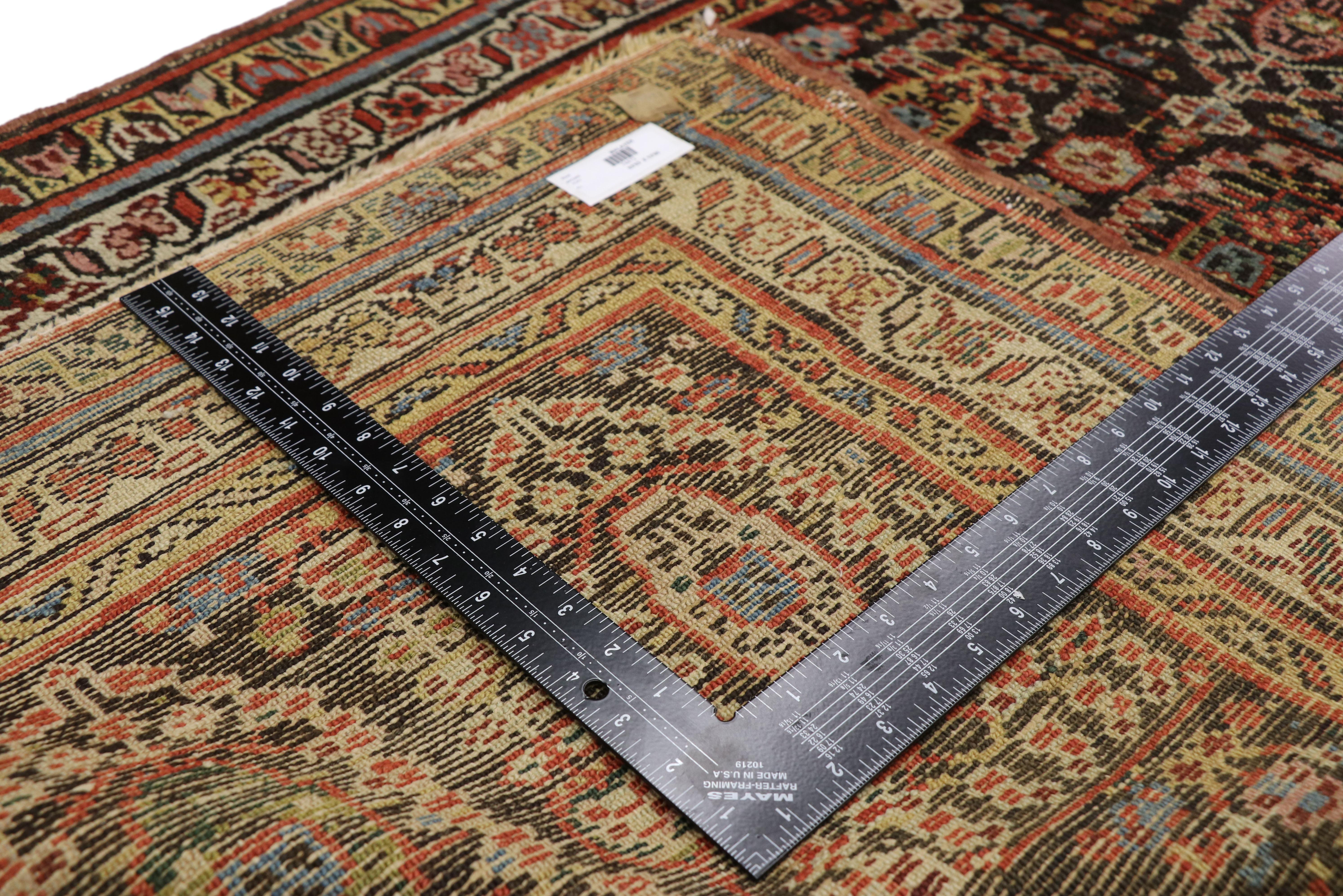 Hand-Knotted Antique Persian Malayer Runner with Aesthetic Movement and Craftsman Style For Sale