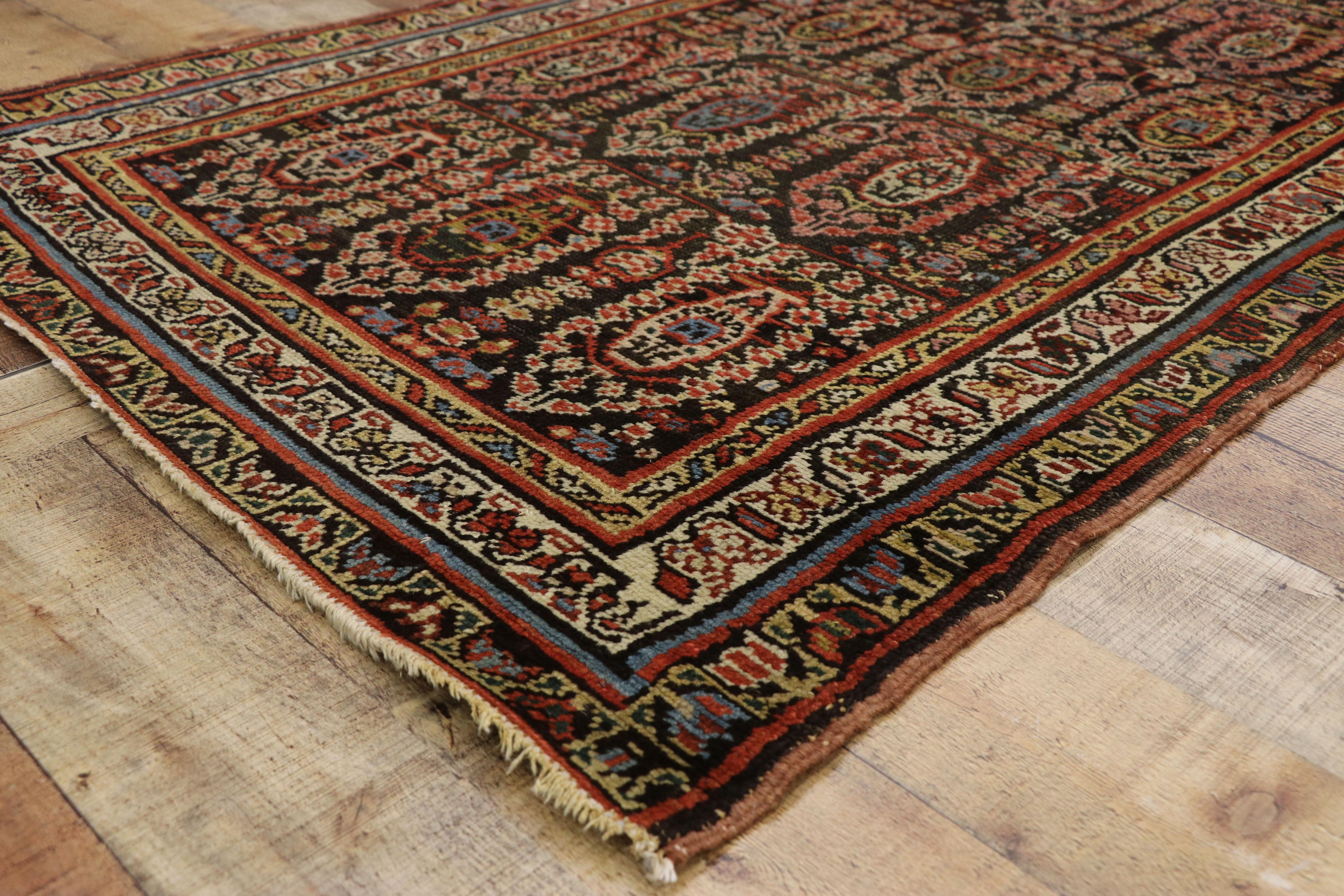 Antique Persian Malayer Runner with Aesthetic Movement and Craftsman Style In Good Condition For Sale In Dallas, TX