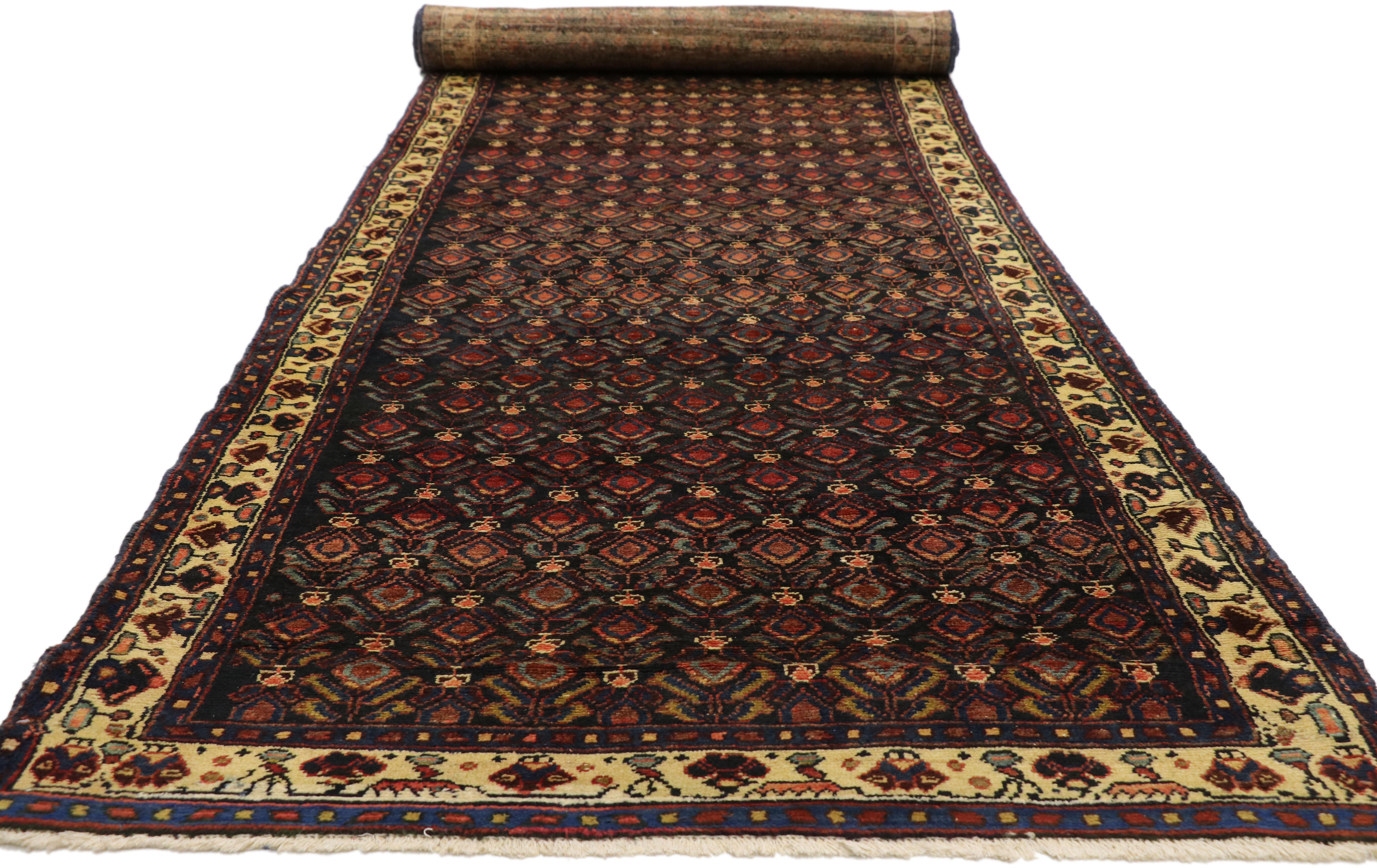 Wool Antique Persian Malayer Runner with Aesthetic Movement and Craftsman Style