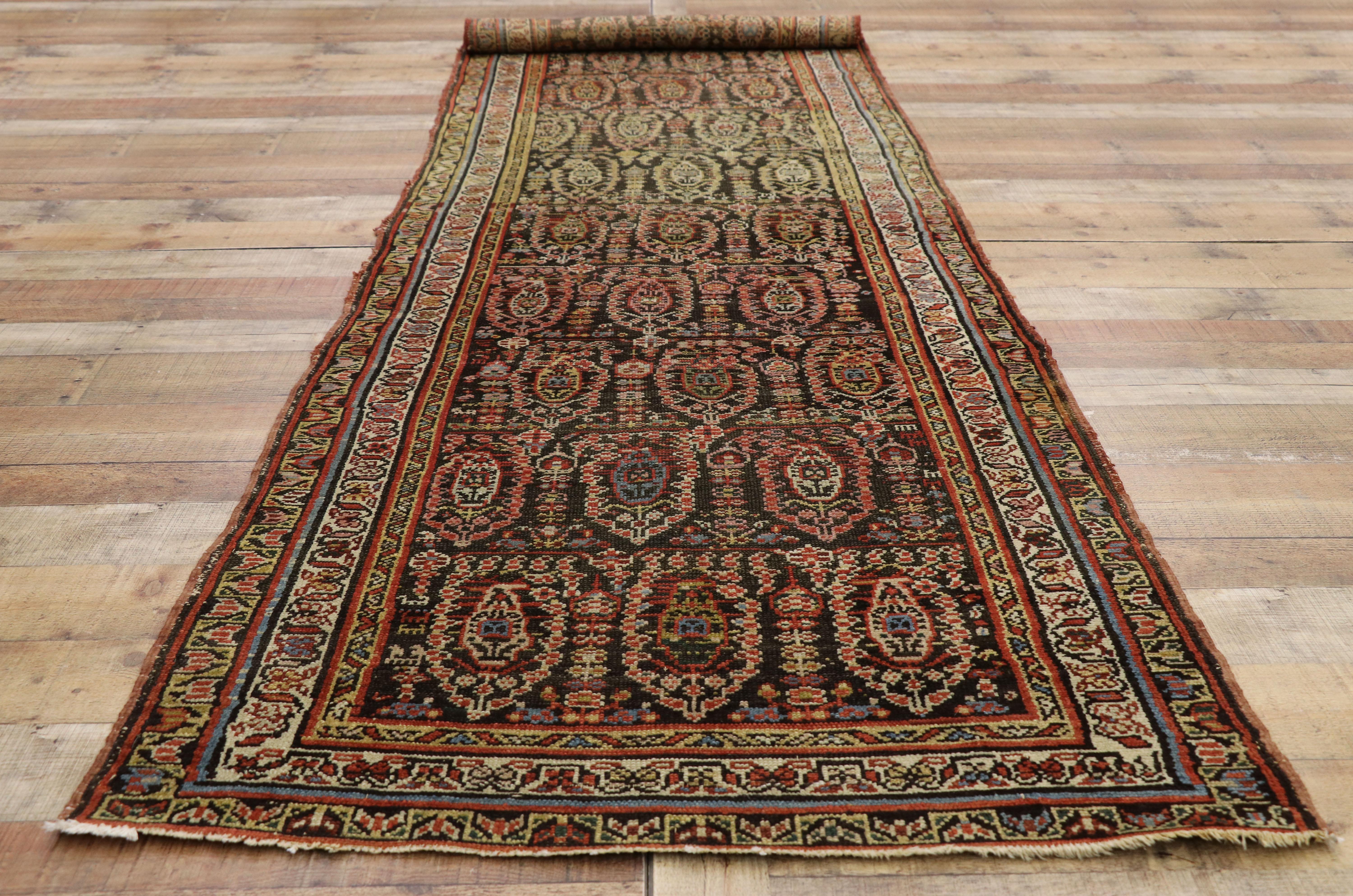 20th Century Antique Persian Malayer Runner with Aesthetic Movement and Craftsman Style For Sale