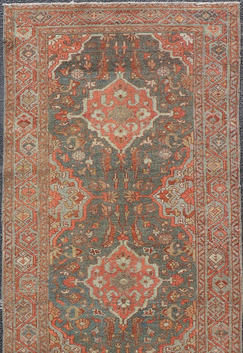 Antique Persian Malayer Runner with All-Over Floral Medallions Design 4