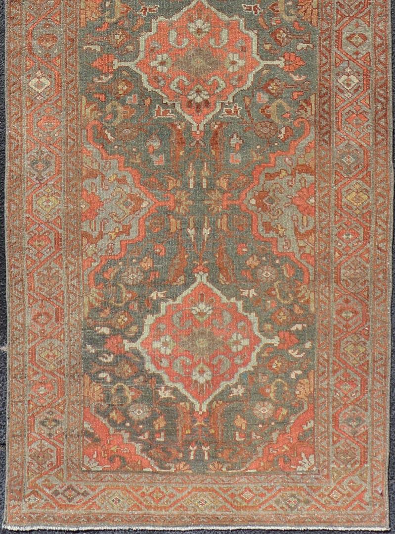 Hand-Knotted Antique Persian Malayer Runner with All-Over Floral Medallions Design