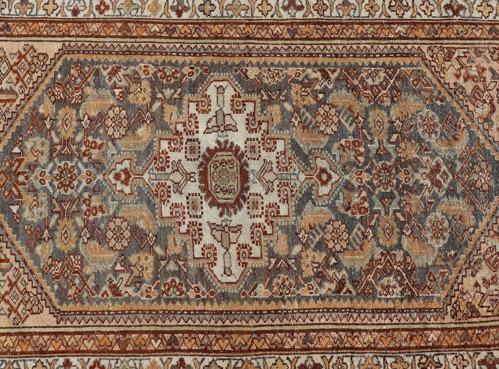 Antique Persian Malayer Runner with All-Over Sub-Geometric Medallion Design For Sale 4