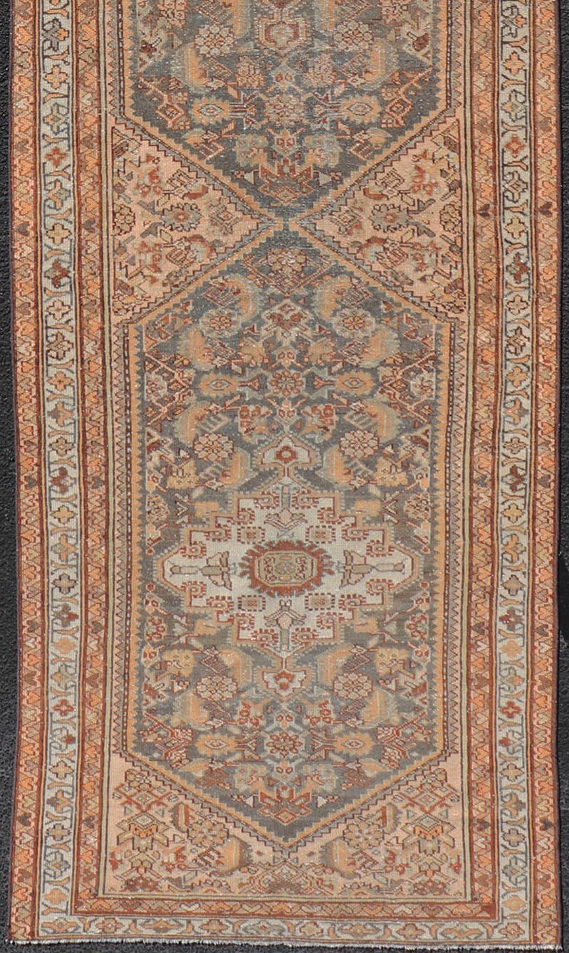 Antique Persian Malayer Runner with All-Over Sub-Geometric Medallion Design In Good Condition For Sale In Atlanta, GA