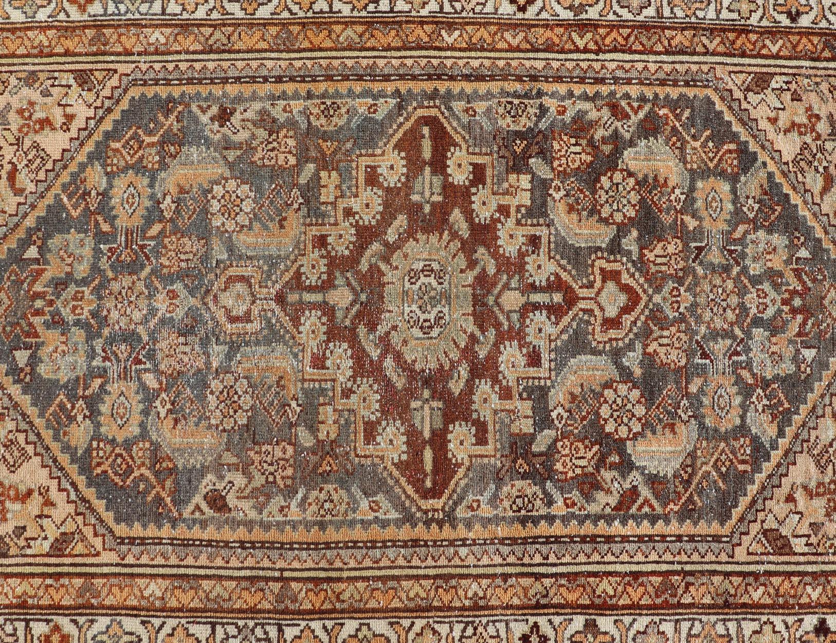 Antique Persian Malayer Runner with All-Over Sub-Geometric Medallion Design For Sale 2
