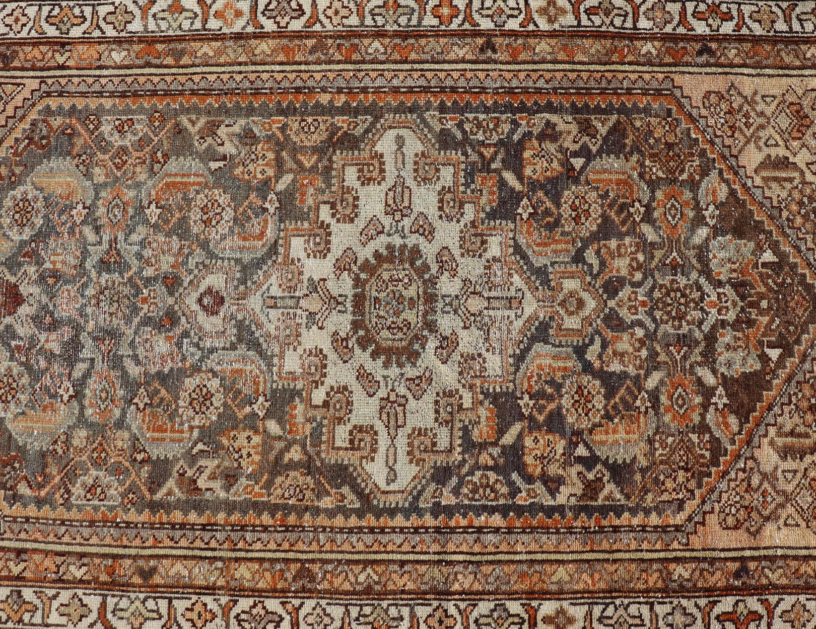 Antique Persian Malayer Runner with All-Over Sub-Geometric Medallion Design For Sale 3