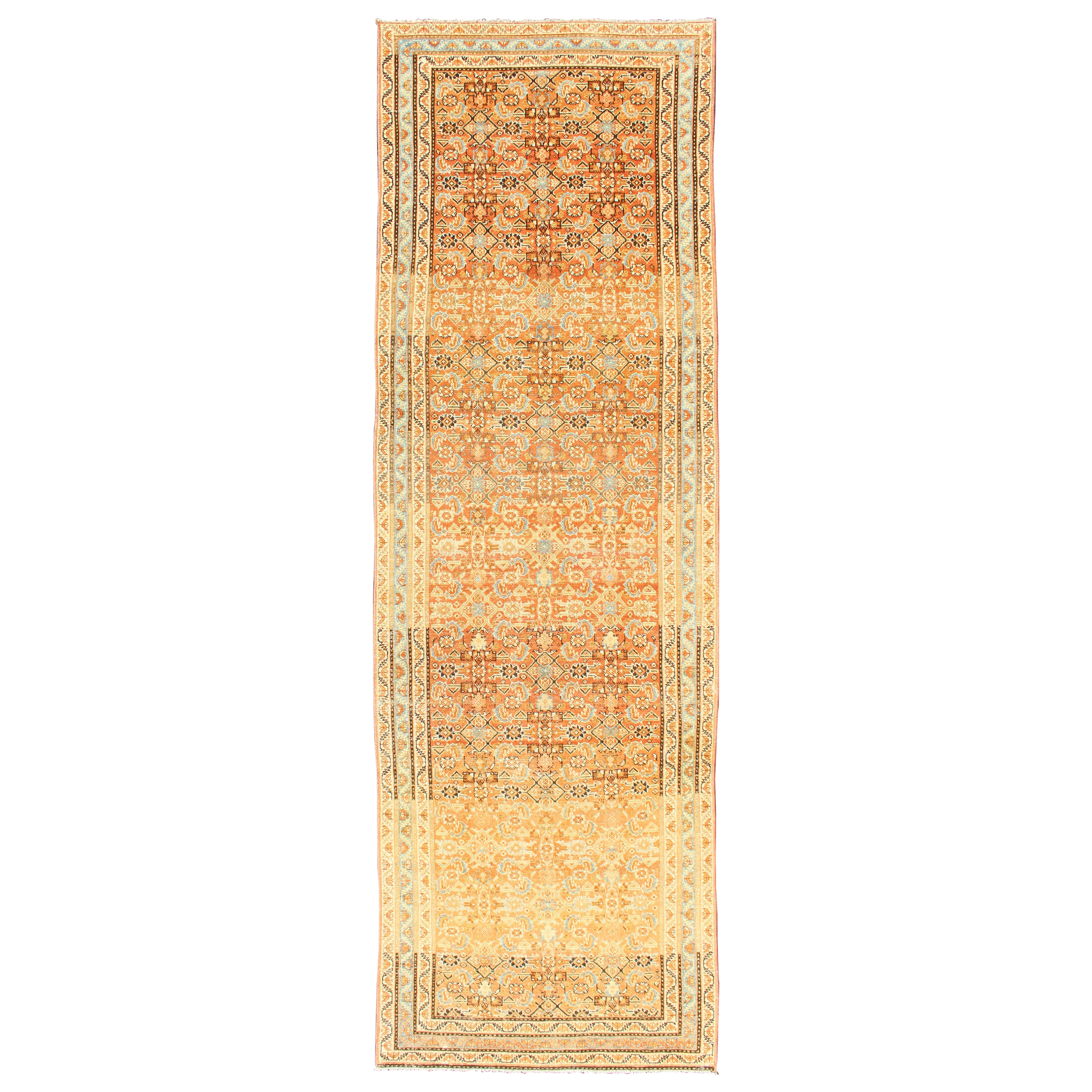 Antique Persian Malayer Runner with Allover Botanical Design 3
3 x 10
9 For Sale