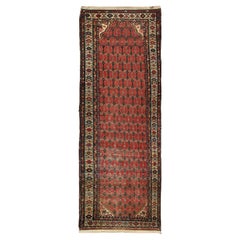 Antique Persian Malayer Runner with Allover Lattice Design in Red 3'6 x 10'10