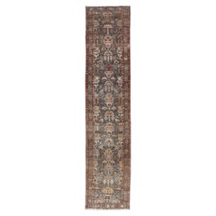 Antico runner persiano Malayer con design a medaglioni 2'9 x 14'3