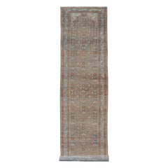 Antique Persian Malayer Runner with Allover Motif
s in Soft Blue Field 3
4 x17
0