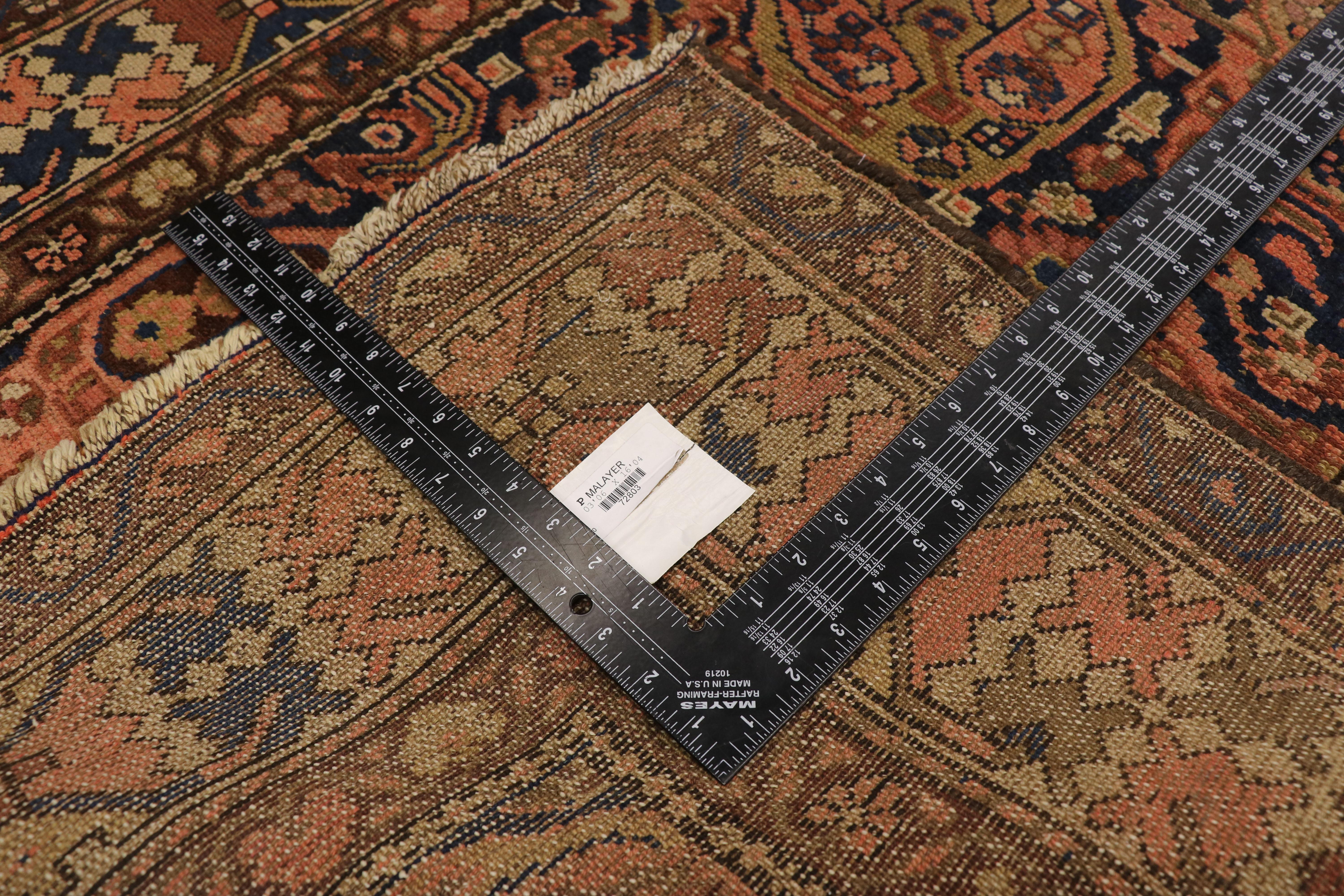 20th Century Antique Persian Malayer Runner with Boteh Design, Extra-Long Hallway Runner For Sale