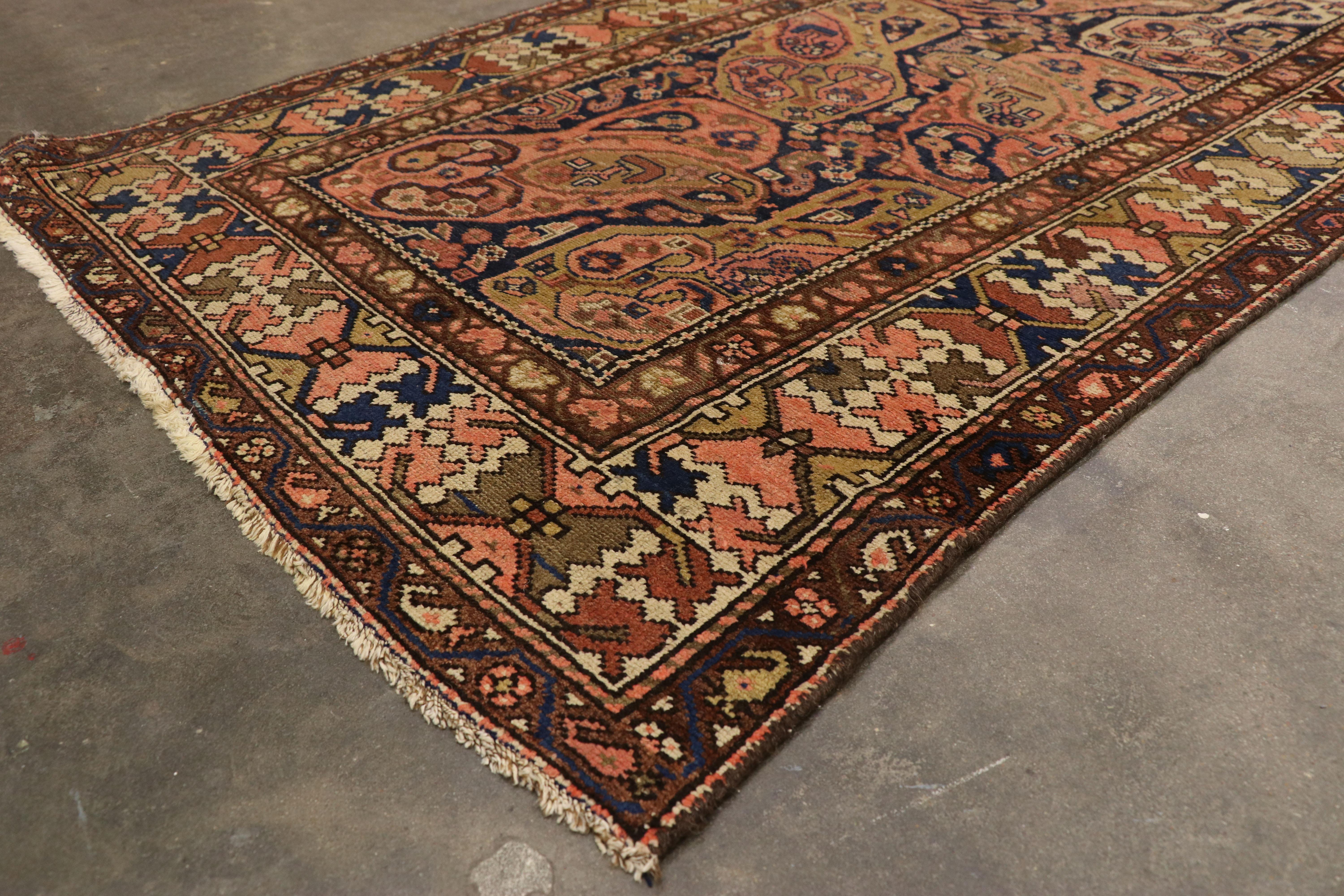 Wool Antique Persian Malayer Runner with Boteh Design, Extra-Long Hallway Runner For Sale