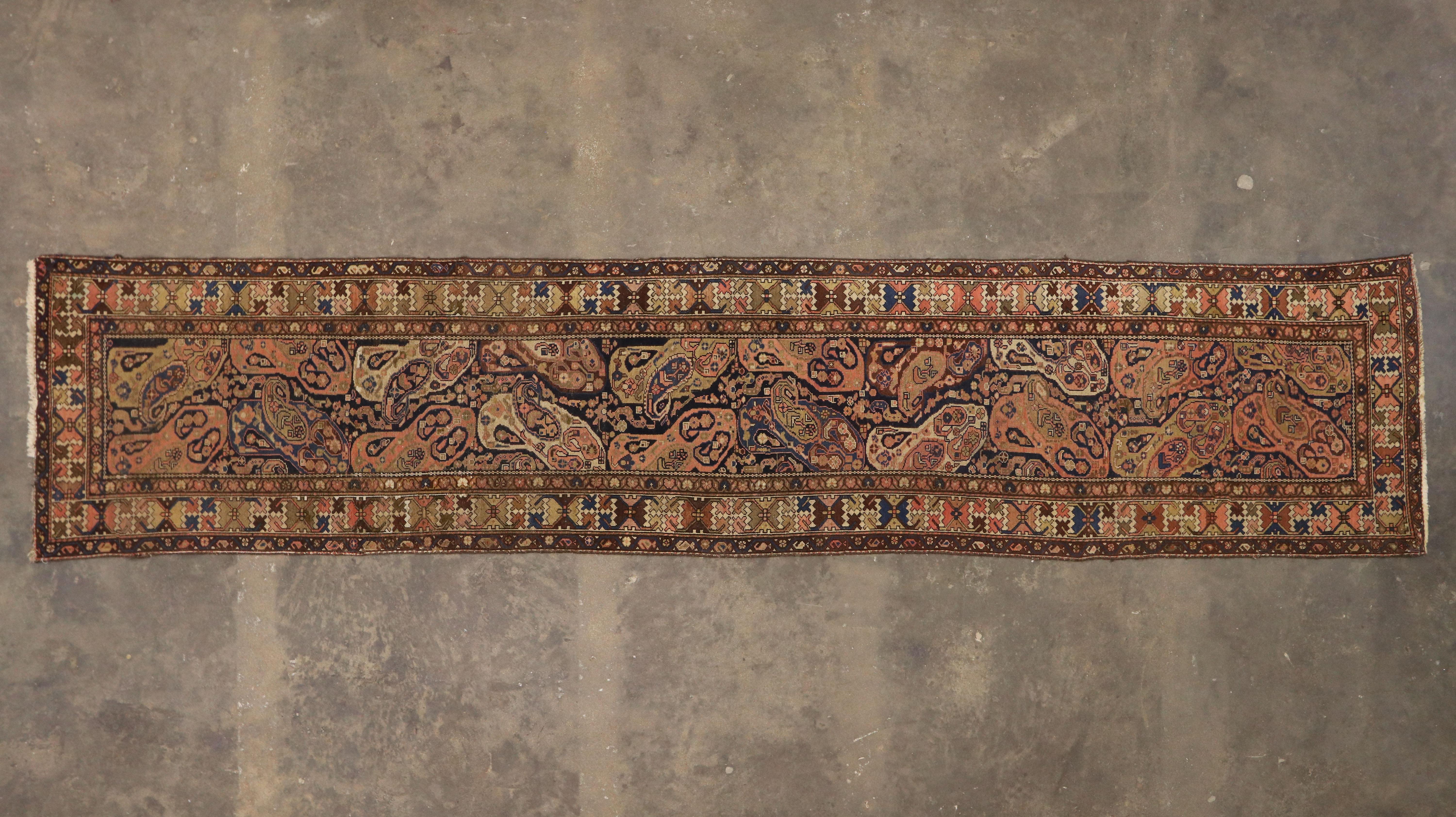 Antique Persian Malayer Runner with Boteh Design, Extra-Long Hallway Runner For Sale 2